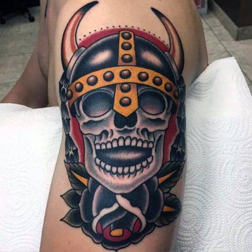 cool-traditional-viking-skull-mens-arm-tattoo
