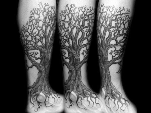 Cool Tree Leg Tattoos For Men