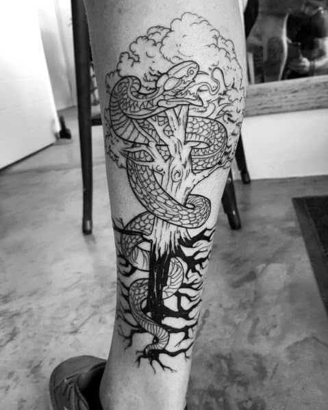 Cool Tree Snake Themed Tattoo Design Inspiration