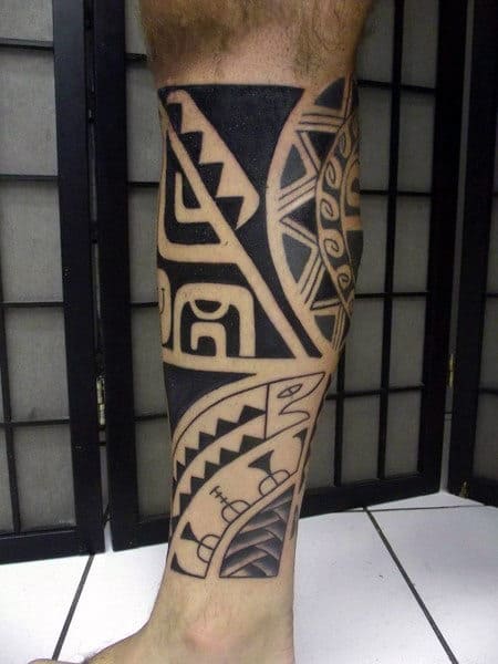 Cool Tribal Tattoos Leg Black Ink Male Leg Tribal Tattoo Inspiration