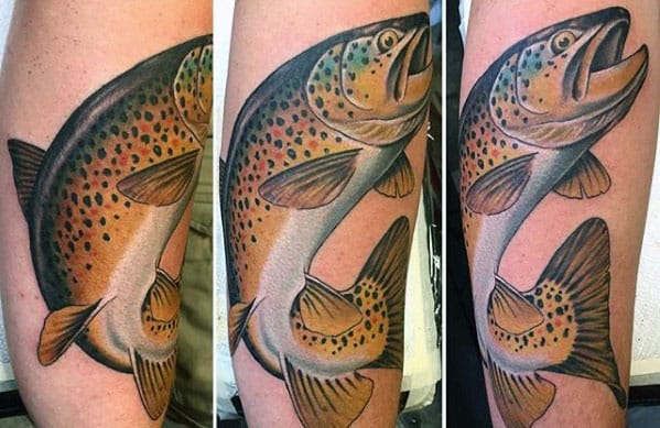 Cool Trout Male Leg Tattoo Ideas