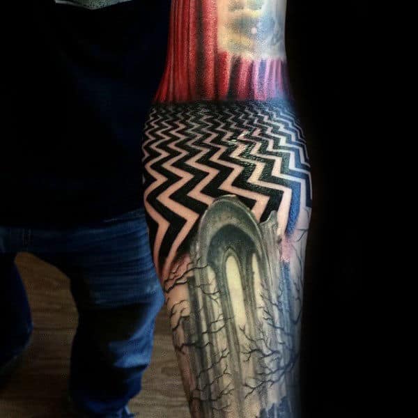 Cool Twin Peaks Sleeve Tattoo Designs For Men