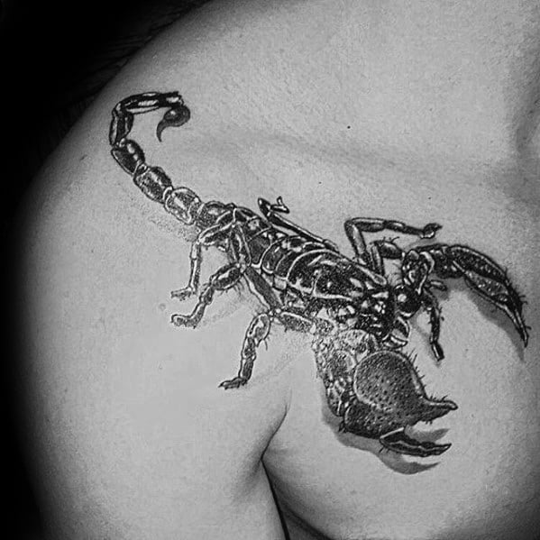 Cool Unique Scorpion 3d Mens Shoulder Tattoo Ideas