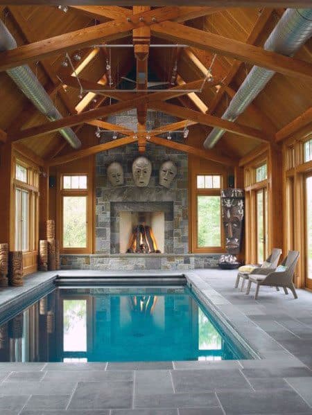 Cool Vaulted Ceiling Design Ideas Swimming Pool Wood Beams