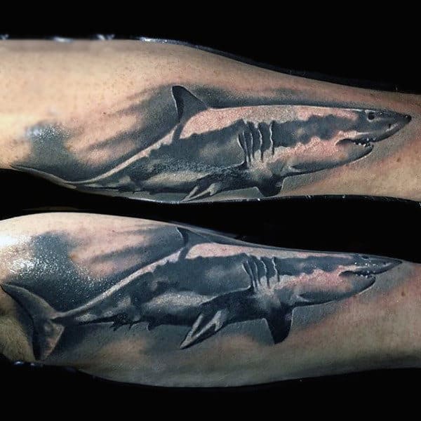 Cool Watercolor Animal Shark Guys Tattoos