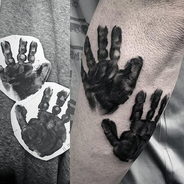 Coolest Small Handprint Watercolor Mens Outer Forearm Tattoo