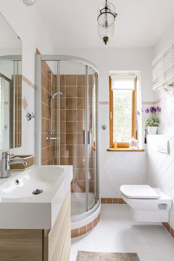 corner shower or sink small master bathroom ideas