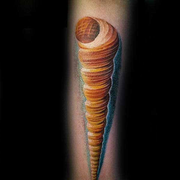 Costate Horn Snail Seashell Mens Realistic Tattoos