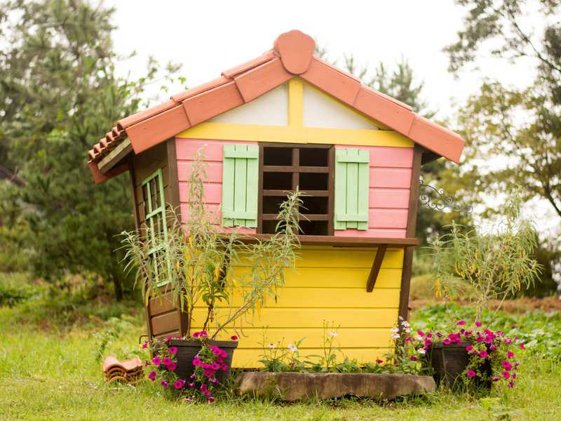colorful cottage style garden shed