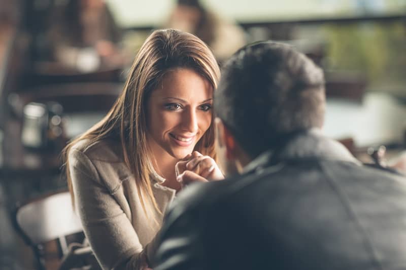 couple stare at each other