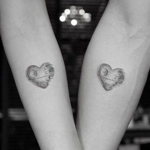 Couple Tattoos Star Wars Themed Small Inner Forearm Ideas
