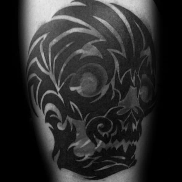 Cover Up Tribal Skull Guys Tattoo Designs