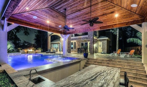 Covered Pool Cool Backyard Ideas With Kitchen Bar