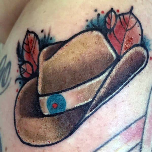 Cowboy Hat Tattoo On Man