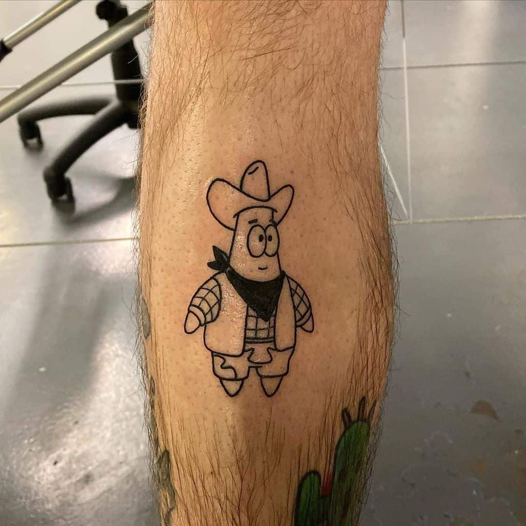 Cowboy Patrick Cute Funny Tattoo