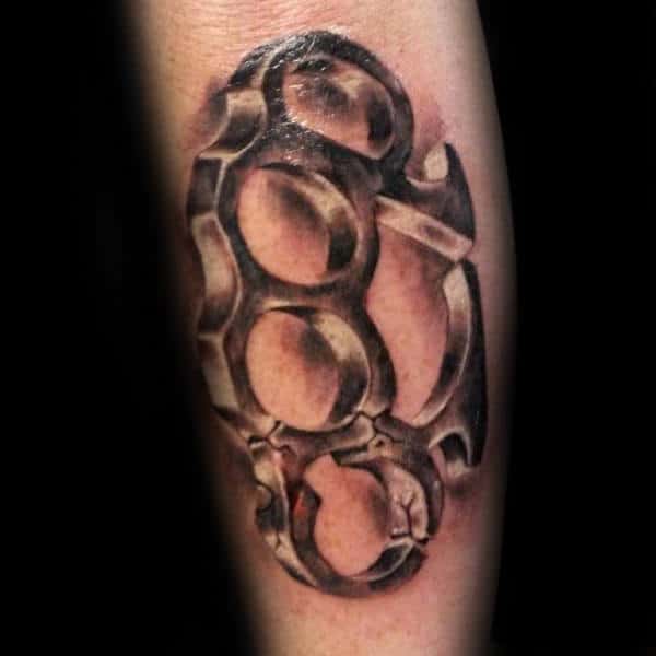 Cracked Brass Knuckles Mens Outer Forear Tattoo Designs
