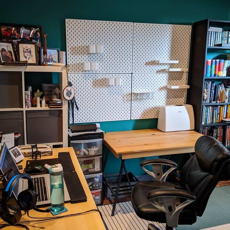 craft space home office pegboard