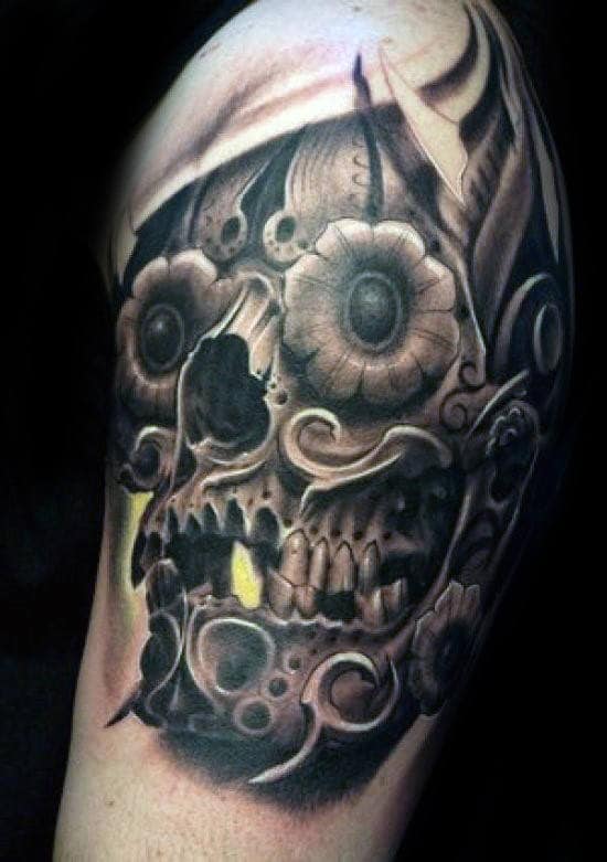 Creative Abstract Sugar Skull Male Tattoos