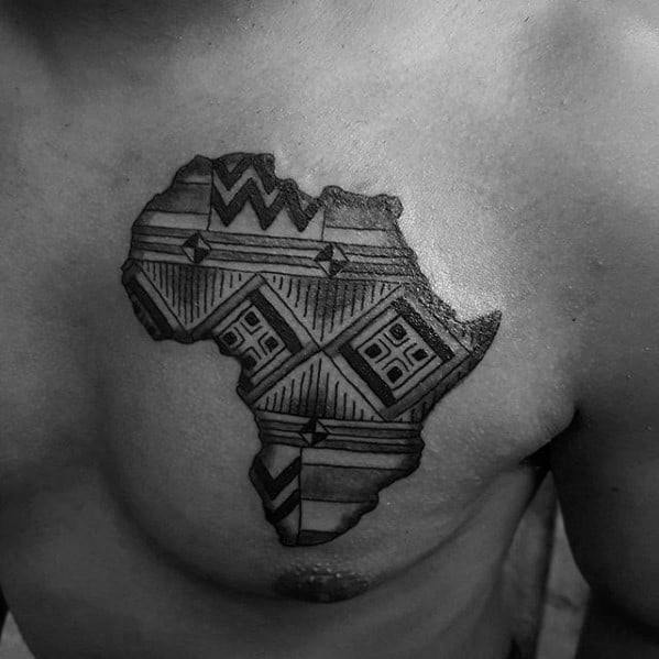 Creative Africa Pattern Male Chest Tattoo