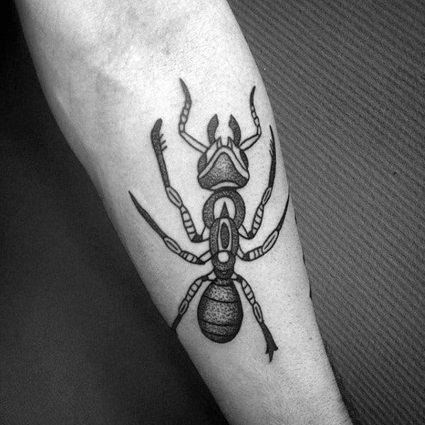 Creative Ant Inner Forearm Old School Tattoos For Men