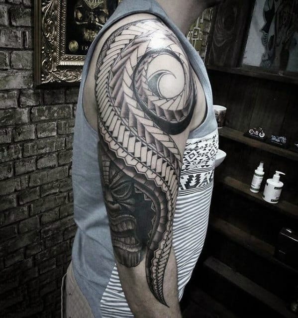 Creative Arm Polynesian Tribal Male Tattoos
