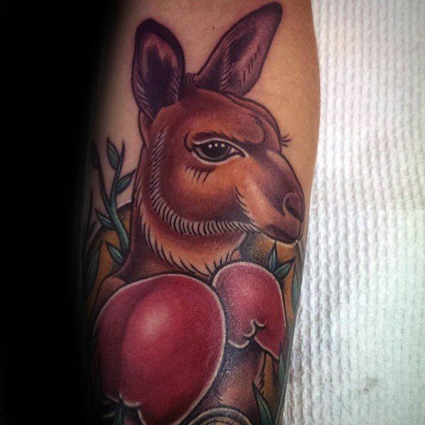 Creative Boxing Kangaroo Forearm Tattoos For Men