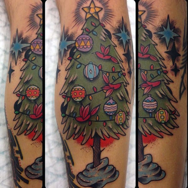 Creative Christmas Tree Tattoos For Guys