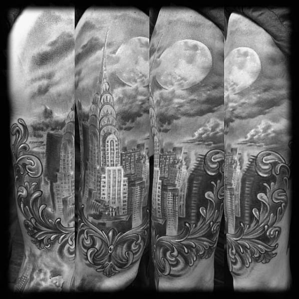 30 Chrysler Building Tattoo Ideas For Men - Skyscraper Designs