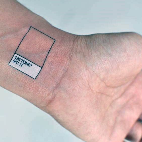 Creative Color Block Square With White Ink On Mans Wrist