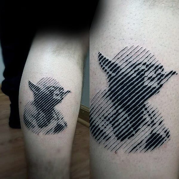 Creative Cool Yoda Star Wars Barcode Mens Leg Calf Tattoo