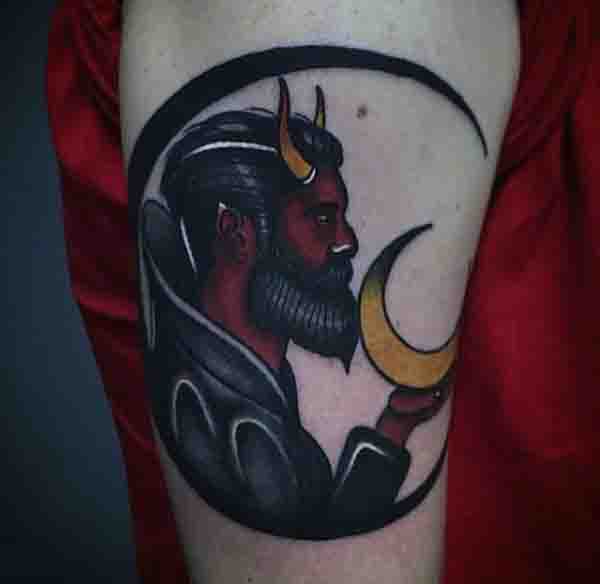 Creative Devil Moon Guys Tattoo Design