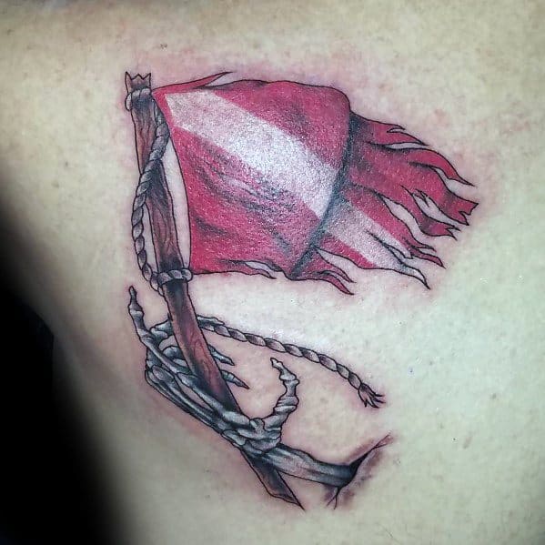 Creative Dive Flag Tattoos For Guys