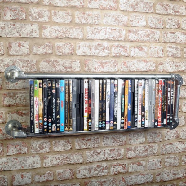 industrial pipe DVD shelves