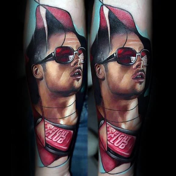Creative Fight Club Themed Mens Forearm Sleeve Tattoo