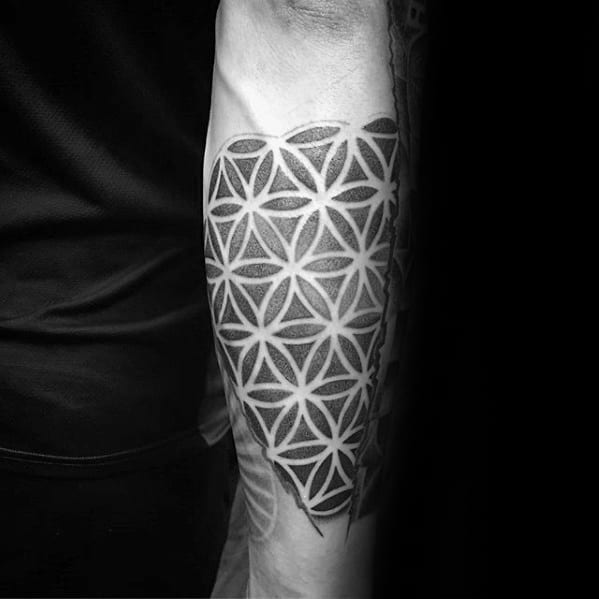 Creative Flower Of Life Geometric Forearm Tattoos For Men