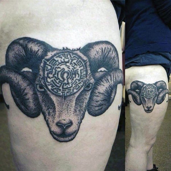Creative Guys Aries Thigh Tattoo