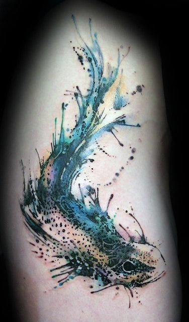 Creative Guys Catfish Watercolor Arm Tattoos