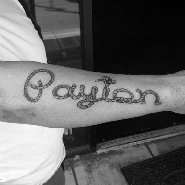 Creative Guys Rope Payton Name Forearm Tattoo