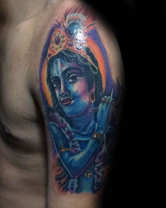 Creative Half Sleeve Krishna Tattoos For Men