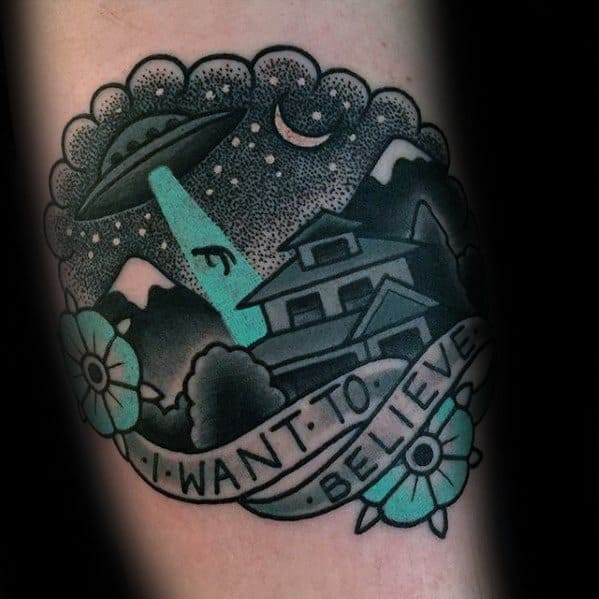 Creative I Want To Believe Tattoos For Men Traditional Forearm