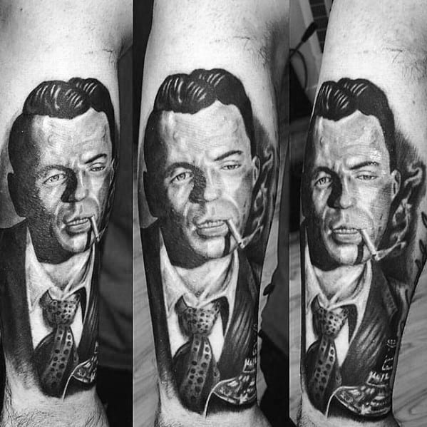 Creative Leg Frank Sinatra Tattoos For Men