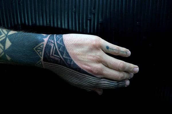 Nice Black Tribal Hand Tattoo Design