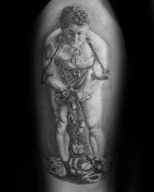 Creative Magician Harry Houdini Portrait Arm Tattoos For Men
