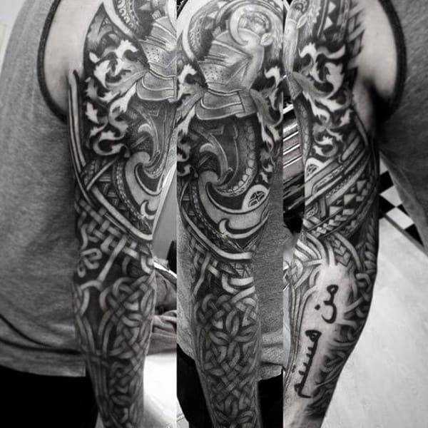 Creative Male Celtic Design Sleeve Tattoo