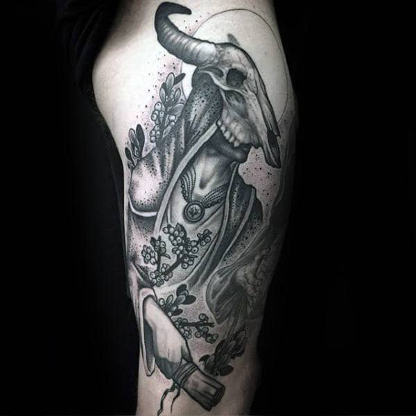 Creative Male Skull Scroll Tattoo Design Ideas On Arms