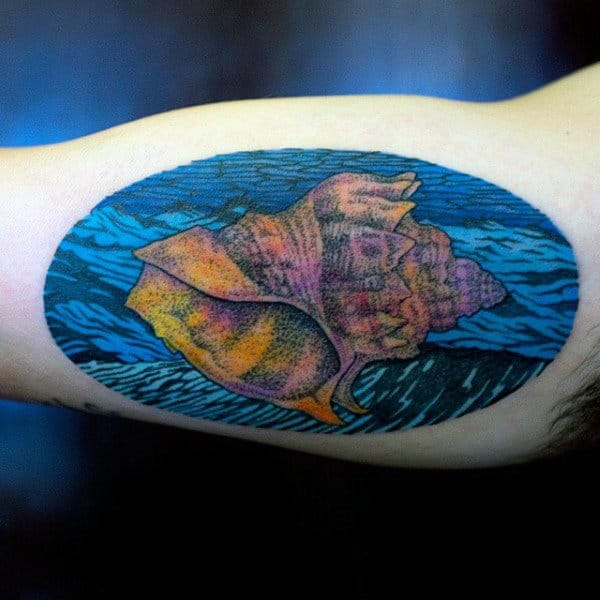 Creative Mens Seashell Bicep Tattoos