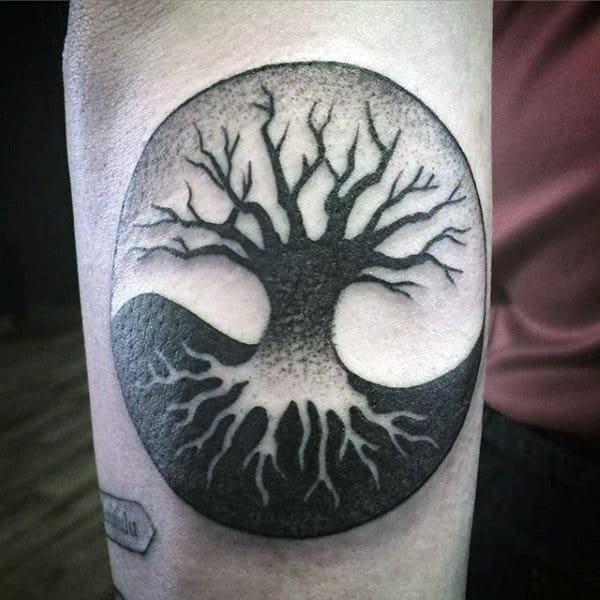 Creative Mens Tattoos Yin Yang Symbol With Tree Branches