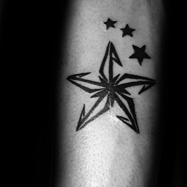 Creative Nautical Star Tattoo For Guys Forearms