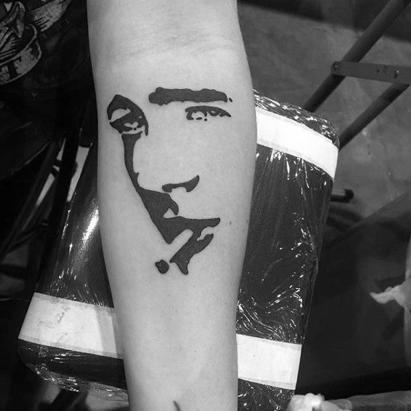 Creative Negative Space Small Forearm James Dean Tattoos For Men
