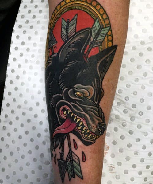 Creative Neo Traditional Wolf Tattoos For Guys